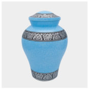 URNE FUNÉRAIRE "FLORAL" Bleue
